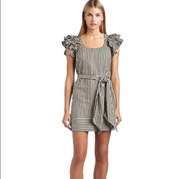 NEW French Connection black candy stripe fril slv - Picture 6 of 6